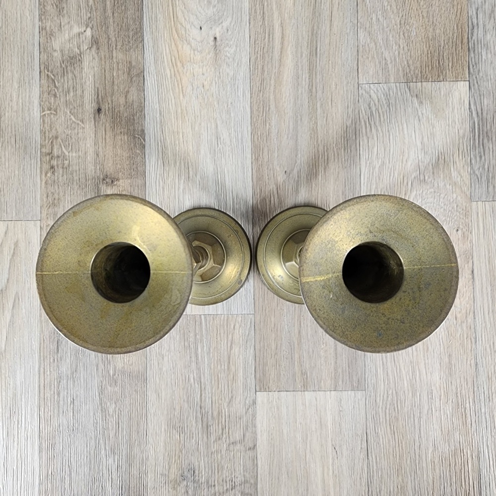 Vintage Brass Candlestick Holders Set of 2 Made in Japan Home Decor Table Mantle - Picture 3 of 7